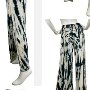 COPY - Young Fabulous & Broke fauna tie dye wide split leg wrap pants  blue cre…